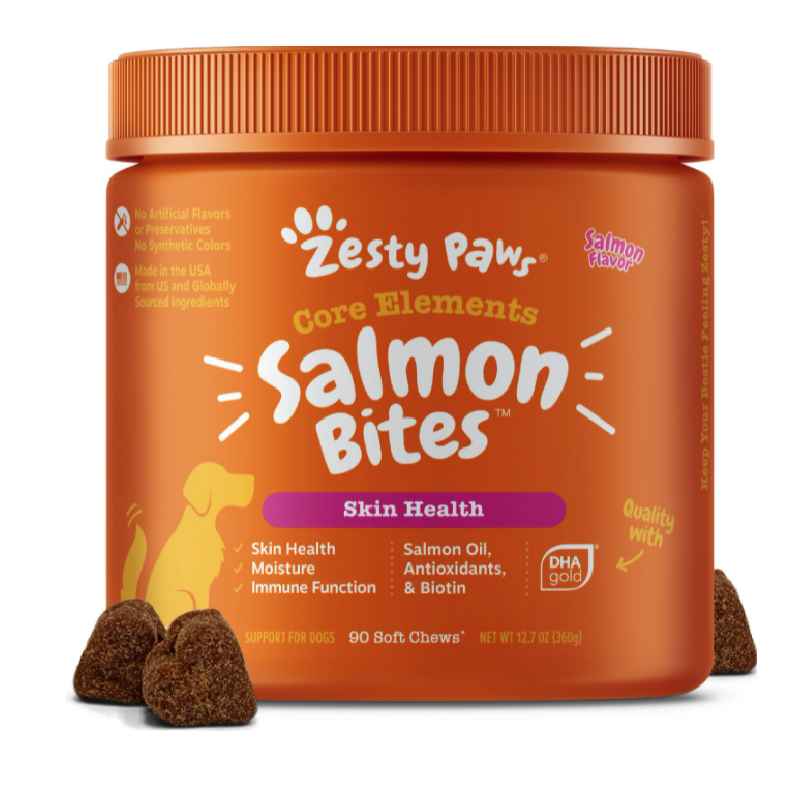 Zesty Paws Salmon Bites Skin & Coat Dog Supplement