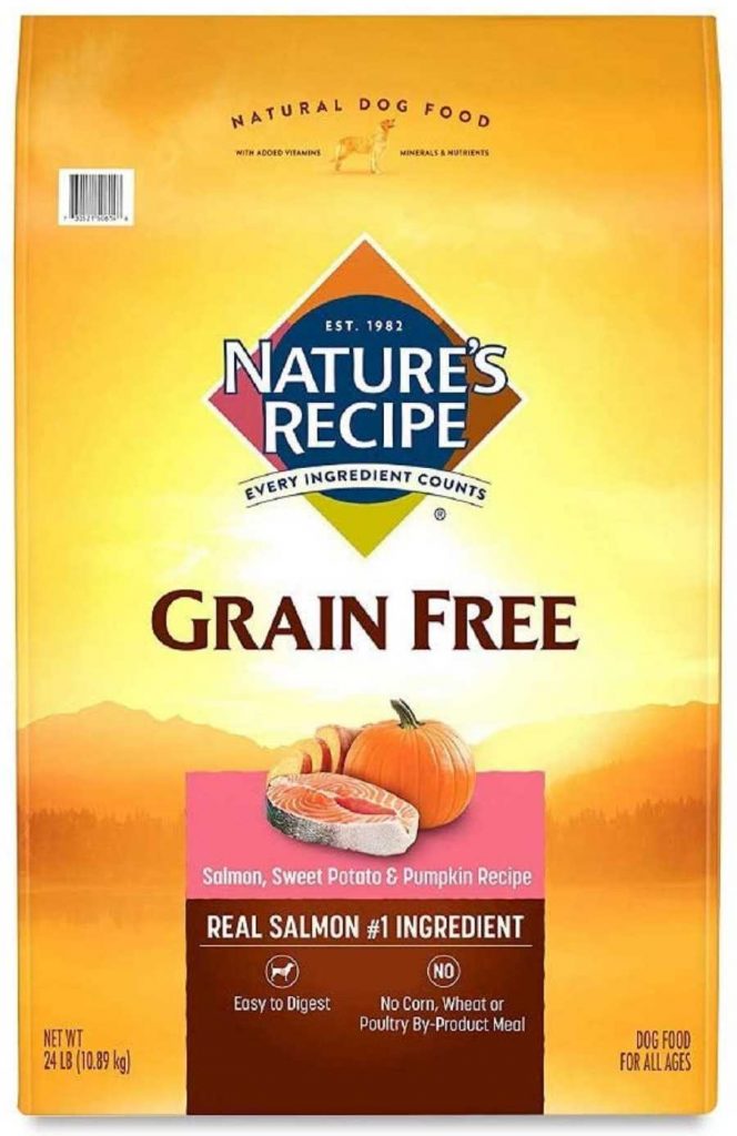 Nature's recipe dog food with salmon