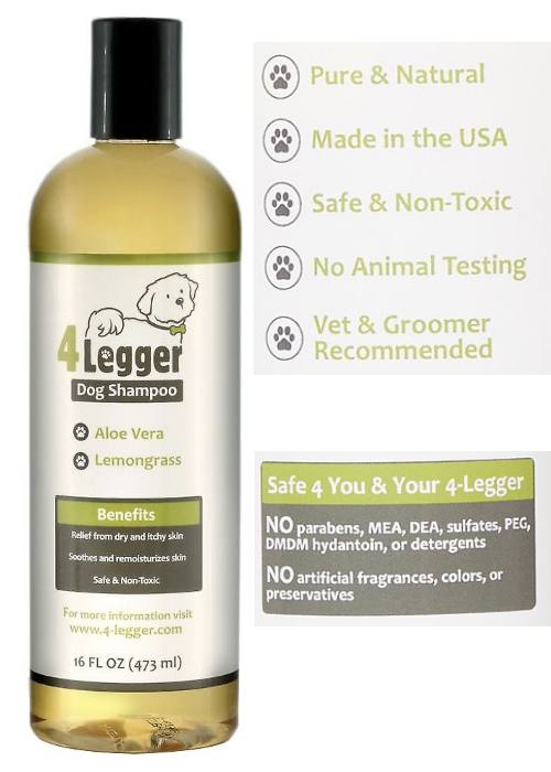 4Legger Organic Hypoallergenic Moisturizing Dog Shampoo with Aloe Vera & Lemongrass