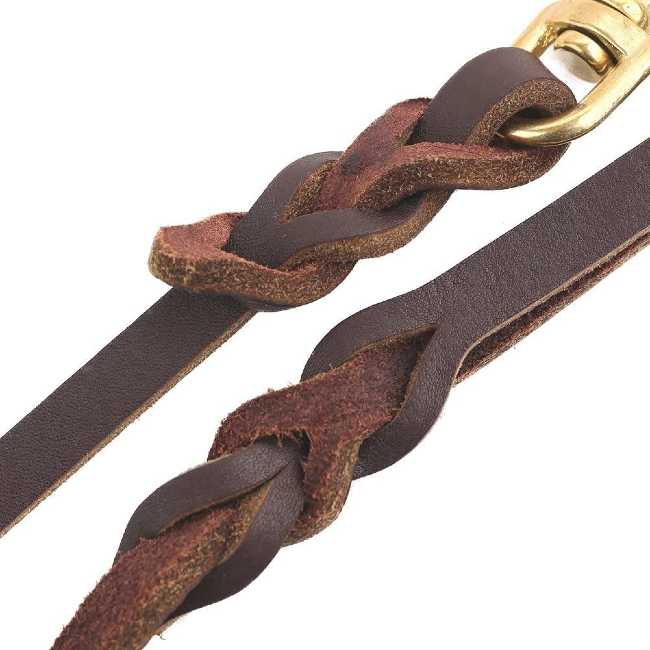 Guiding Star Brown Braided Leather Dog Training Leash