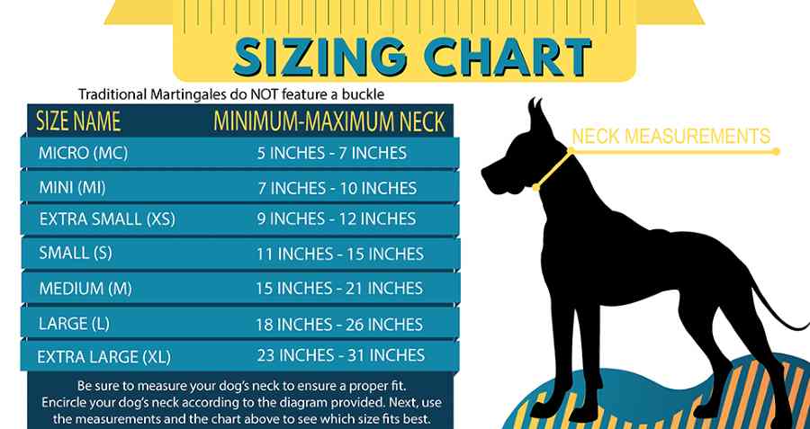 Martingale dog collar sizing chart