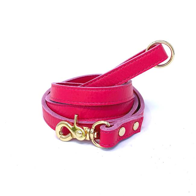 Muttropolis Cali Soft Leather Dog Leash In Pink
