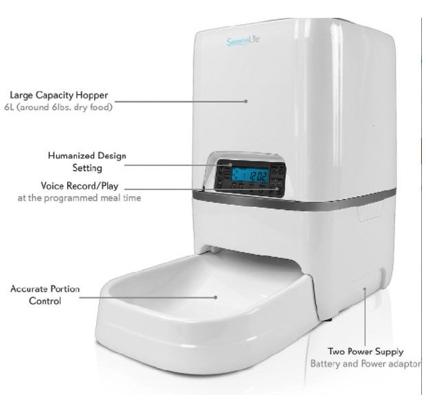 SereneLife Automatic Pet Feeder with Voice Recorder