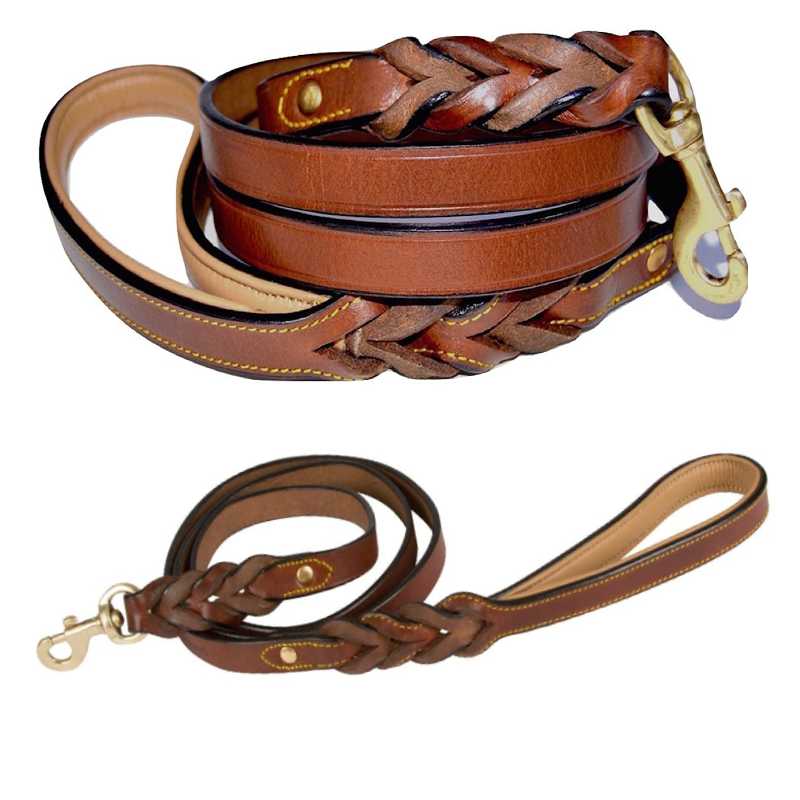 Soft Touch Collars - Leather Dog Leash with Padded Handle