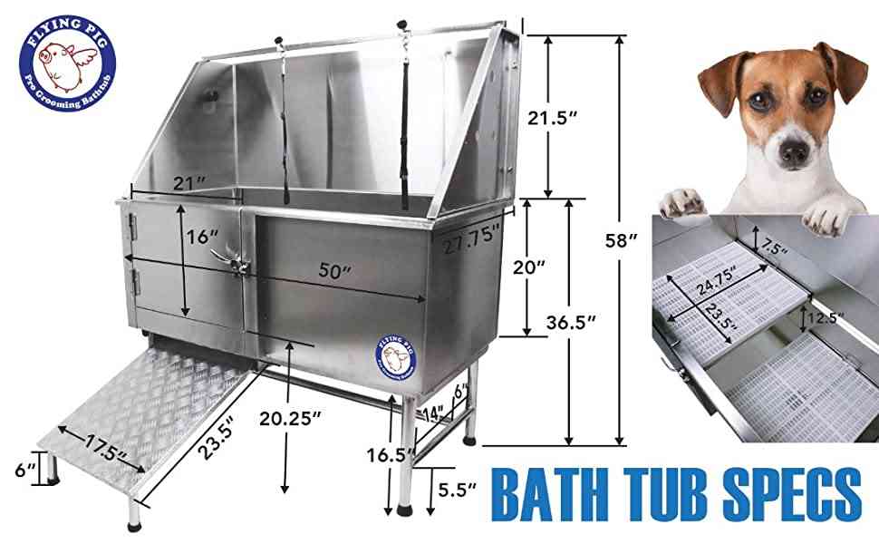 Flying Pig 50 inch Dog Bath Tub