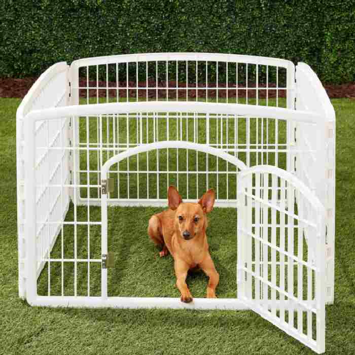 IRIS 4-Panel Plastic Exercise Dog Playpen with Door